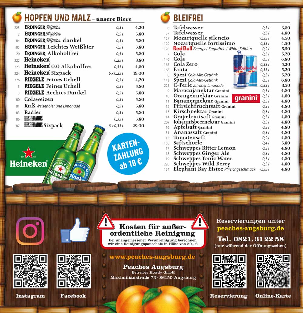 Peaches Augsburg aktuelle Karte